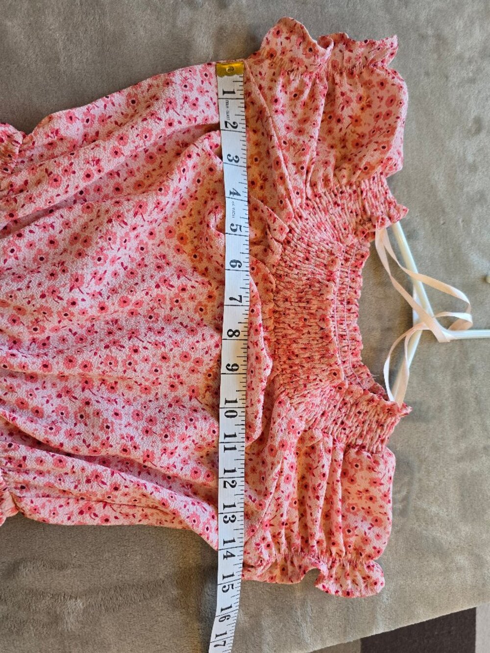 Monteau Los Angeles Pink Floral Smocked Off-Shoulder Top Blouse XS - Picture 5 of 8